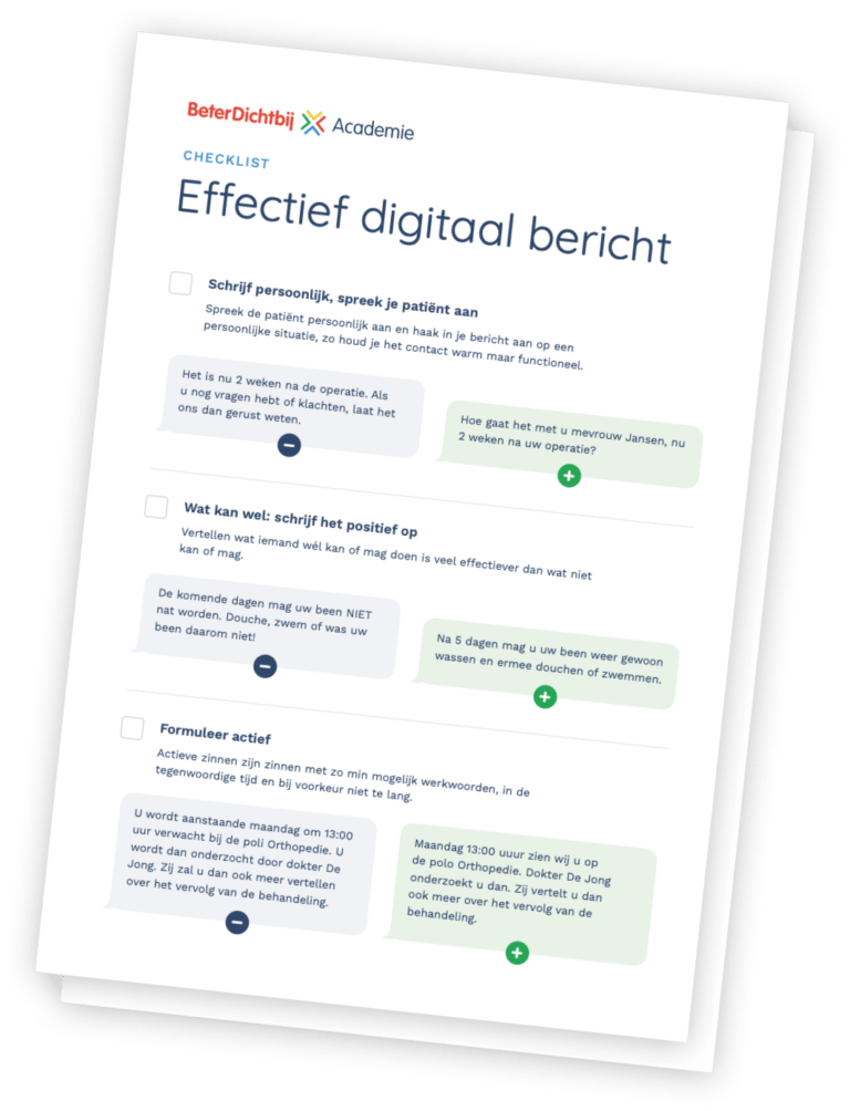 Checklist Effectief digitaal bericht BeterDichtbij Academie